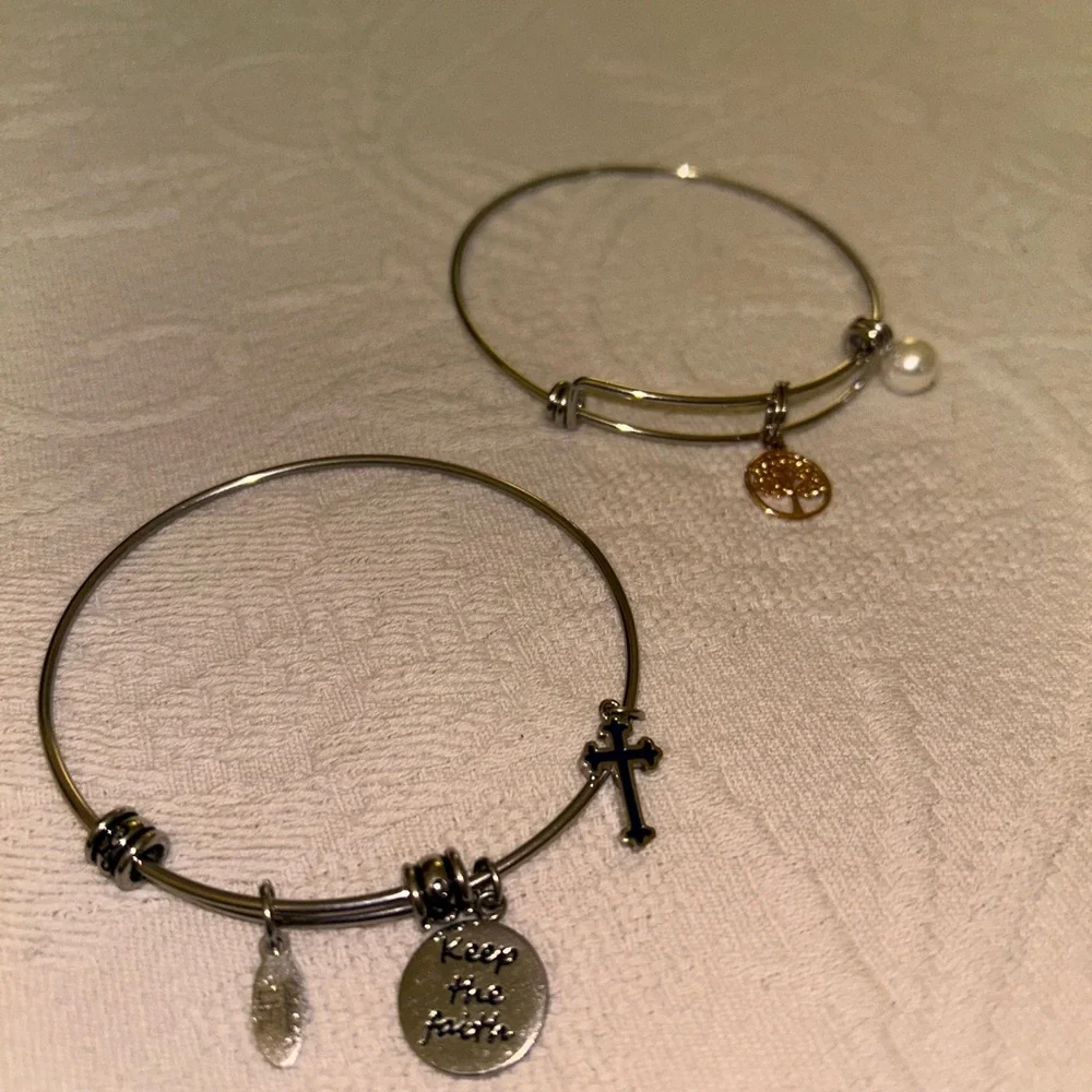 3 for $20 bundle! Silver Charm Bangle Bracelet Set